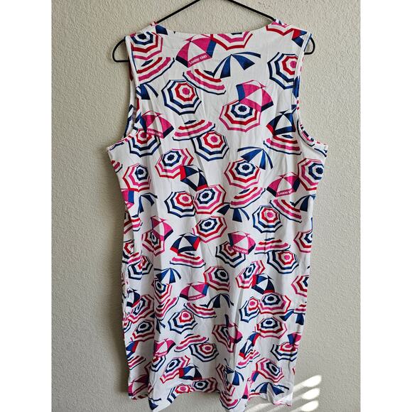 Lands End Womens Sz L Knee Length Sleeveless Shirt Dress Umbrella Print Cotton - Picture 3 of 3